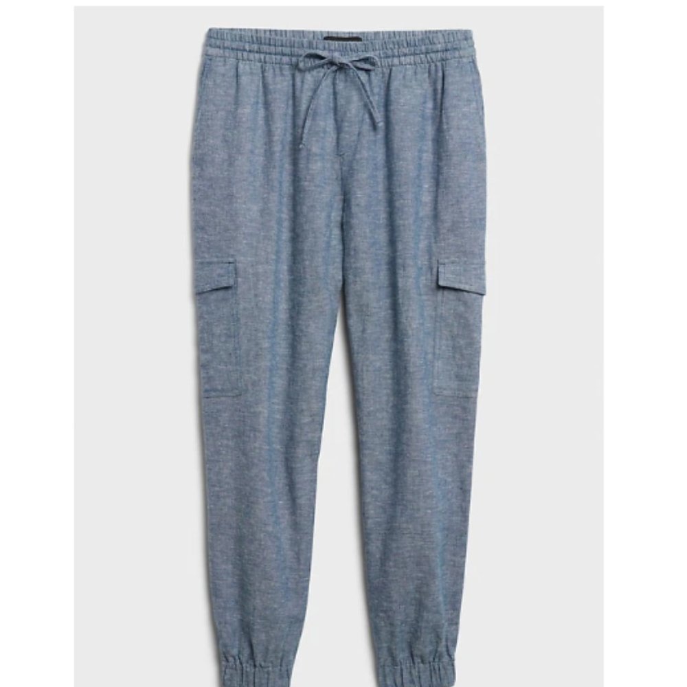 NWT BanRepF Linen Cargo Jogger SP Black F274 - Picture 3 of 6